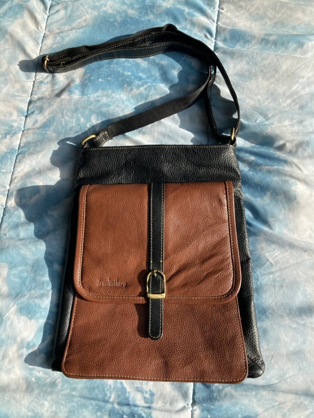 Sreeleathers black and brown crossbody leather purse